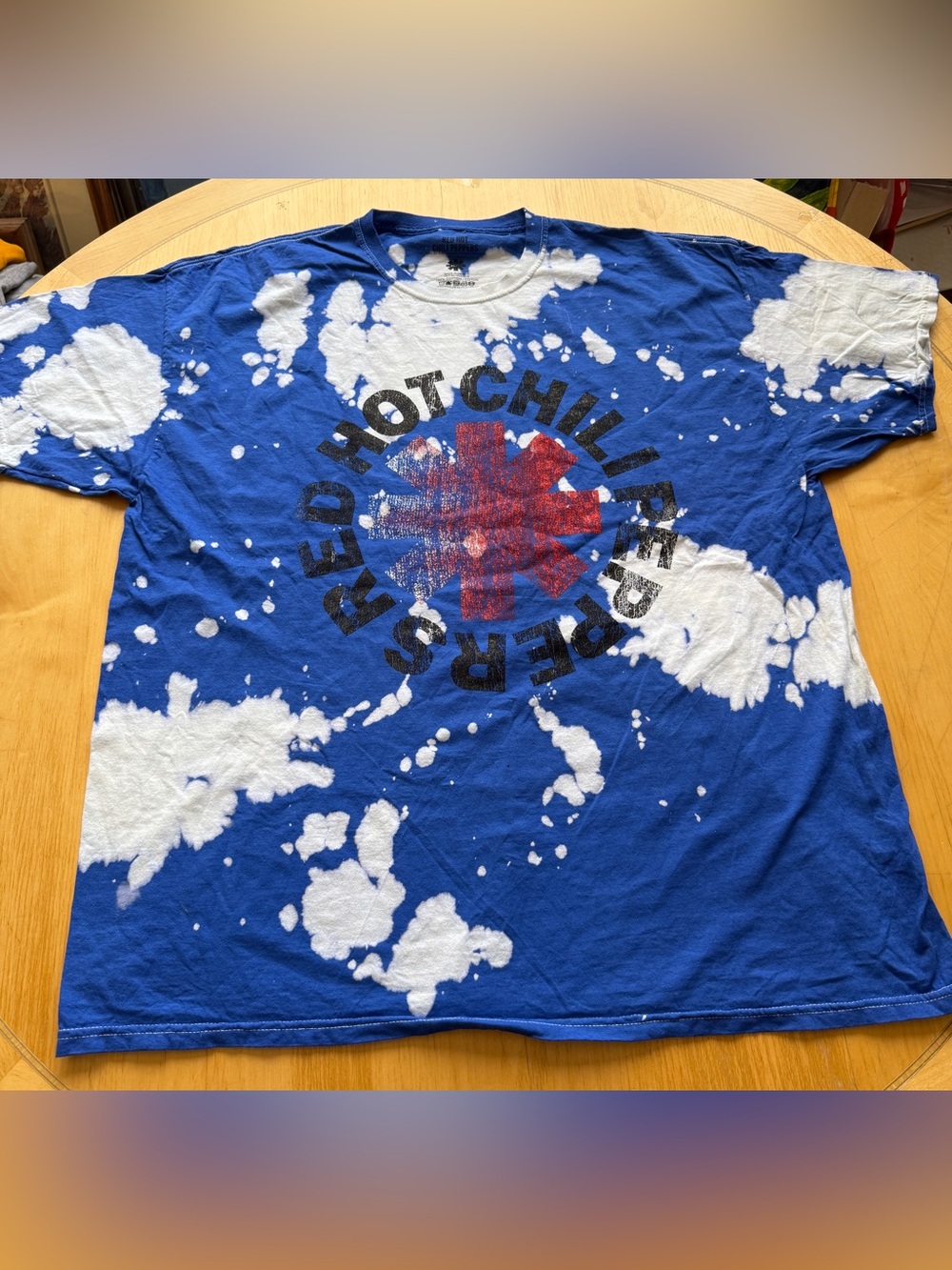 Red Hot Chili Peppers Bleach Splatter Graphic Band T-Shirt Blue XL